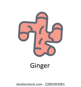 Ginger Vector Fill umreißen Symbole. Einfache Stockillustrationsmaterial