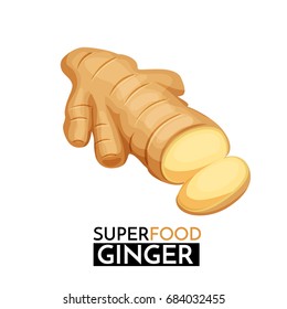 Ginger vector icon. Healthy detox natural product superfood illustration for design market menu superfood .