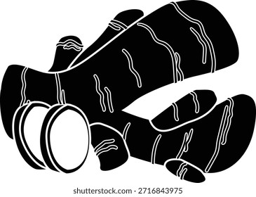Ginger vegetable glyph black illustration