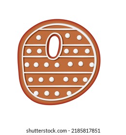 Gingerbread alphabet. Creative gingerbread typography design. Biscuit traditional decorative alphabet. Christmas Cookie font. Letter D.