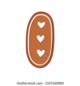 Gingerbread alphabet. Creative gingerbread typography design. Biscuit traditional decorative alphabet. Christmas Cookie font. Letter I