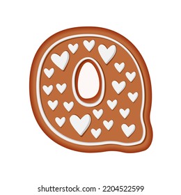 Alfabeto de pan de jengibre. Diseño de tipografía creativa de pan de jengibre. Alfabeto decorativo biscuit tradicional. Tipo de letra de Cookie de Navidad. Letra Q.