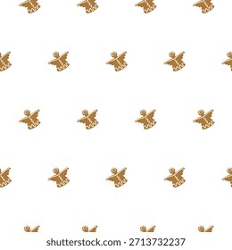 Gingerbread angel seamless pattern. Christmas holiday background