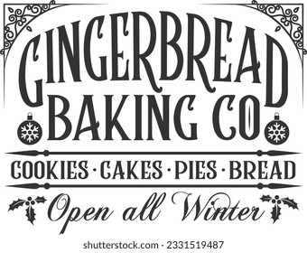 Gingerbread Baking Co - Vintage Christmas Print