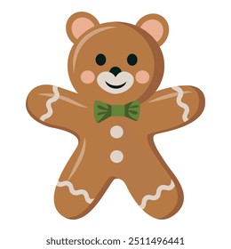 Gingerbread bear. New Year, Christmas. Design element.