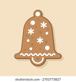 Biscoito de Sino de Gingerbread com Ilustração Vetor Design de Gelo Feriado