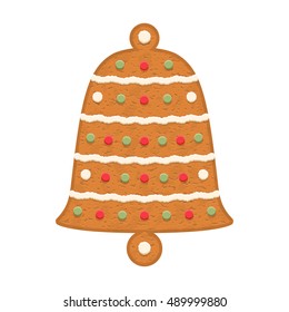 Gingerbread bell, traditional Christmas cookie, vector eps10 illustration