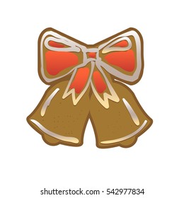Gingerbread bells. Flat vector illustration. isolated on white background