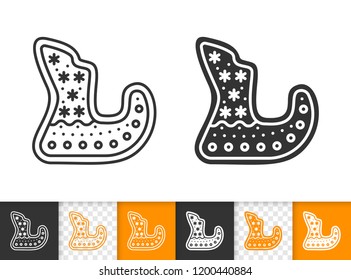 Gingerbread black linear and glyph icons. Thin line sign of sledge. Christmas outline pictogram isolated on white, transparent background. Vector Icon shape. Cookie template simple symbol closeup