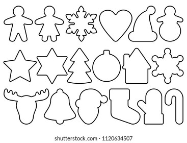 Gingerbread Black Outline Set Isolated On Stock Vector (Royalty Free ...