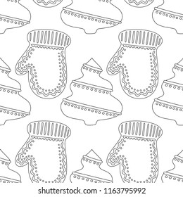 Gingerbread. Black and white illustration for coloring book or page. Christmas, holiday background.