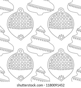 Gingerbread. Black and white illustration for coloring book or page. Christmas, holiday background.