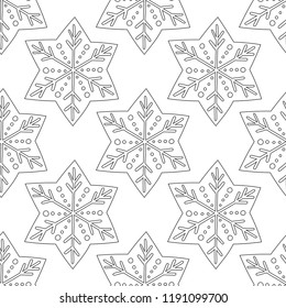 Gingerbread. Black and white illustration for coloring book or page. Christmas, holiday background.