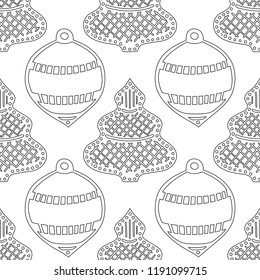 Gingerbread. Black and white illustration for coloring book or page. Christmas, holiday background.