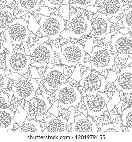 Gingerbread. Black and white illustration for coloring book or page. Christmas, holiday background.