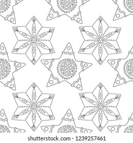 Gingerbread. Black and white illustration for coloring book or page. Christmas, holiday background.