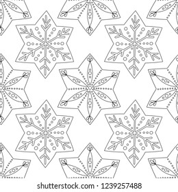 Gingerbread. Black and white illustration for coloring book or page. Christmas, holiday background.