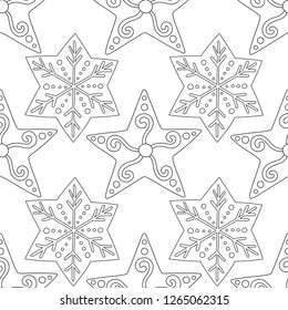 Gingerbread. Black and white illustration for coloring book or page. Christmas, holiday background.