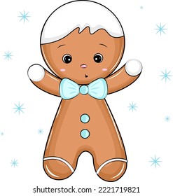 gingerbread boy with blue bow