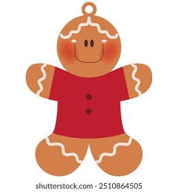 Gingerbread boy Christmas ornament vector cartoon illustration