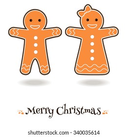 Gingerbread boy and girl. Vector illustration.