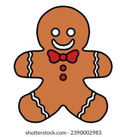 Gingerbread boy vector, christmas food icon, christmas decorative element