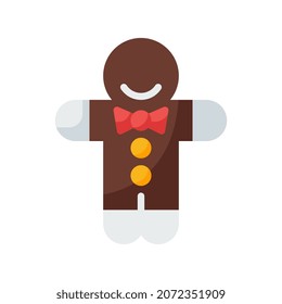 gingerbread bread flat icon. bake sweet traditional food Christmas. vector illustration for graphic design, website, app. EPS 10
