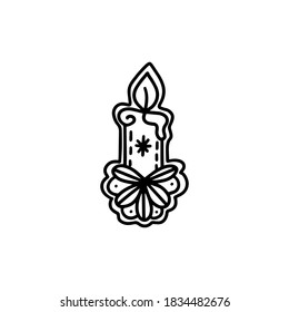  Gingerbread candle. Hand drawn vector illustration in Doodle style