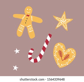Gingerbread Candy Cane Cute Biscuits Christmas