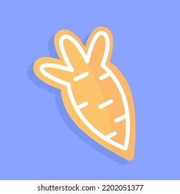 Gingerbread carrot in cartoon flat style isolated on the background. Vector Christmas and happy new year illustration.