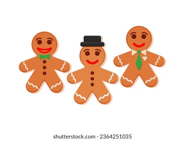 Gingerbread Cartoon Character Vector on White Background