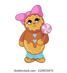 Gingerbread character decorated with icing. Christmas decorations