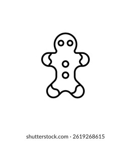 Gingerbread character illustration, festive cookie symbol with minimalist design