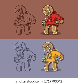 Lebkuchenfigur-Illustration. bearbeiteter Dateivektor