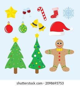 gingerbread and christmas baubles vector illustration
