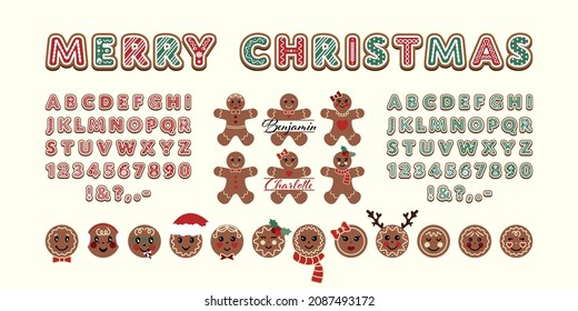 Gingerbread Christmas bundle Gingerbread Alphabet Cookies Font Gingerbread Faces Gingerman Winter Holidays Split monogram