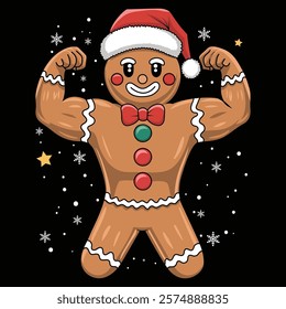 Gingerbread Christmas cartoon vector, Gingerbread Man vector, Christmas Gifts, Xmas and Holiday vector art Illustration.