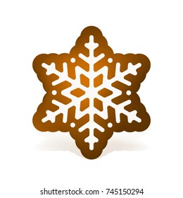 Gingerbread Christmas Cookie on White Background. Isolated Vector Illustration 