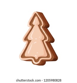 Gingerbread Christmas cookie, traditional festive dessert vector Illustration on a white background