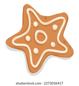 Gingerbread, galleta de Navidad. Pan de jengibre de Navidad, galleta de diferentes formas con azulejos azucarados dulces. Postre festivo festivo, panadería. Ilustración vectorial plana aislada en fondo blanco.