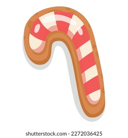 Gingerbread, Christmas cookie. Xmas ginger bread, biscuit of different shapes with sweet sugar glaze. Festive holiday dessert, bakery. Flat vector illustration isolated on white background.