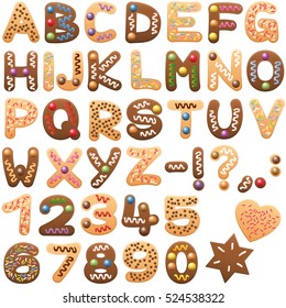 Gingerbread And Christmas Cookies Alphabet - Sweet Letters Abc.