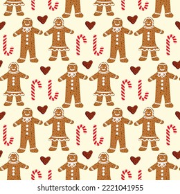 Gingerbread Christmas Cookies. Seamless pattern.
