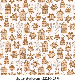 Gingerbread Christmas Cookies. Seamless pattern.