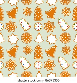 Gingerbread Christmas cookies seamless pattern