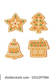 Gingerbread Christmas cookies set. Vector, icon, illustration.