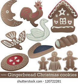 Gingerbread Christmas cookies. Vector