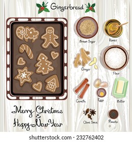 Gingerbread Christmas Cookies. Gingerbread. Vector illustration