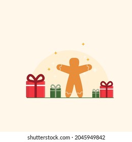 Gingerbread Christmas Flat Design Illustration