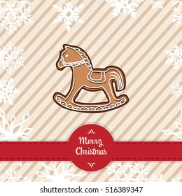 Gingerbread christmas horse cookie vector illustration